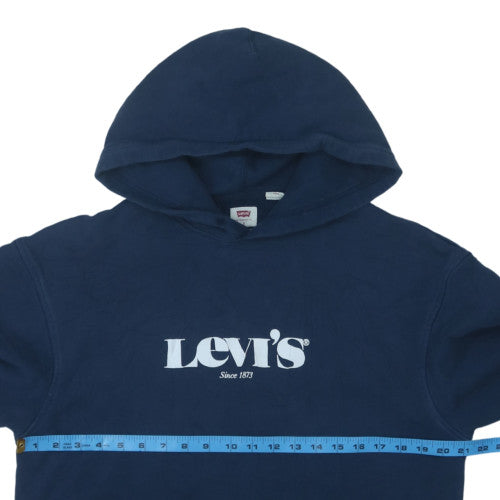 Levi's Men's Blue Relaxed Pullover Hoodie Size S Logo Fleece