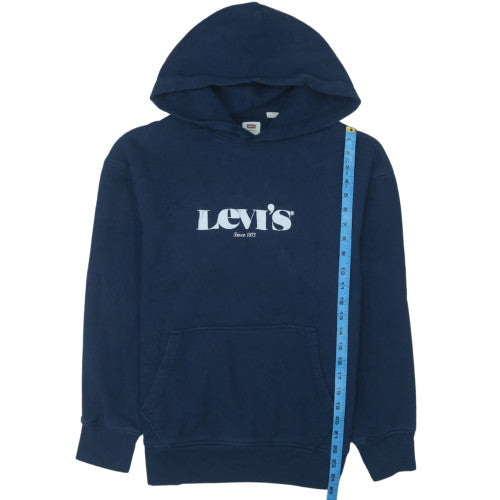 Levi's Men's Blue Relaxed Pullover Hoodie Size S Logo Fleece