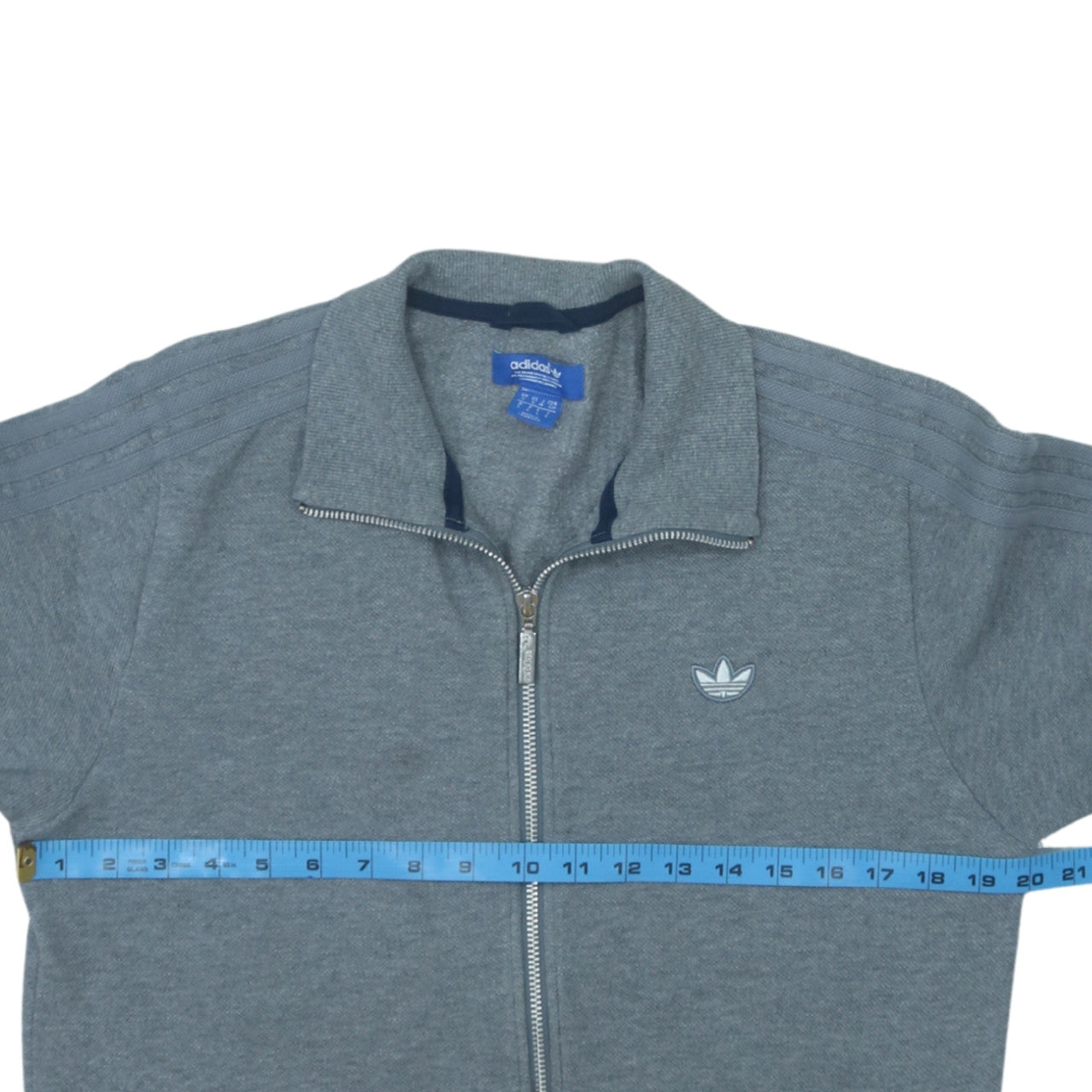 Adidas Men's Grey Full Zip Sweatshirt Size S Collared Fleece
