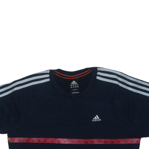 Adidas Men Blue Small Crew Neck Pullover Sweatshirt