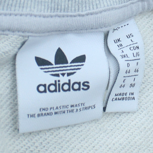 Adidas Mens Grey Crew Neck Logo Sweatshirt 3XL Relaxed Fit