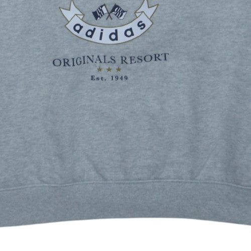 Adidas Mens Grey Crew Neck Logo Sweatshirt 3XL Relaxed Fit