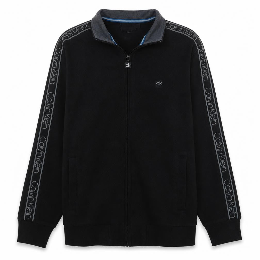 Calvin Klein Men's Black Full Zip Sweatshirt M Logo Trim Fleece