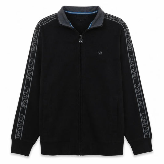 Calvin Klein Men's Black Full Zip Sweatshirt M Logo Trim Fleece