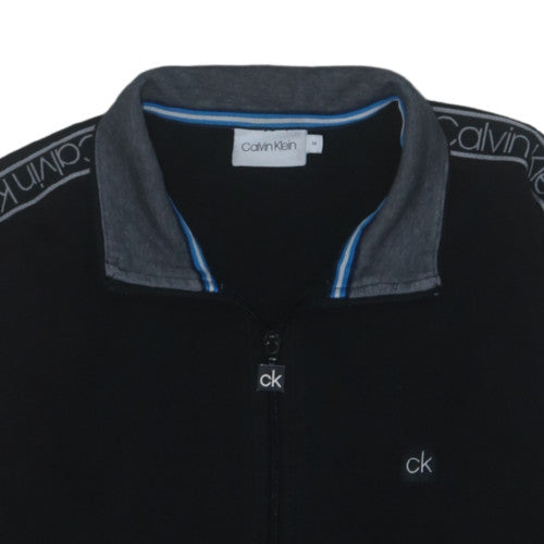 Calvin Klein Men's Black Full Zip Sweatshirt M Logo Trim Fleece