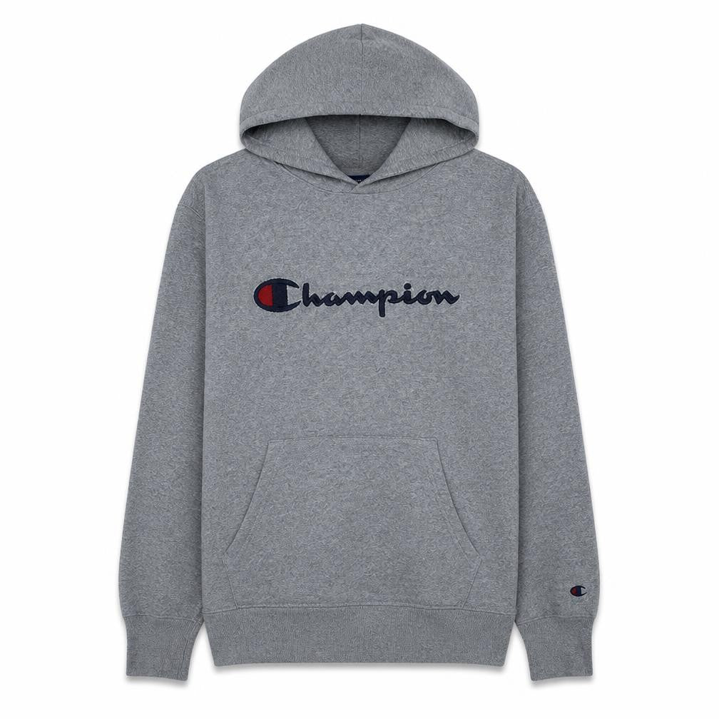 Champion Men's Grey Pullover Hoodie L Embroidered Logo Sportswear