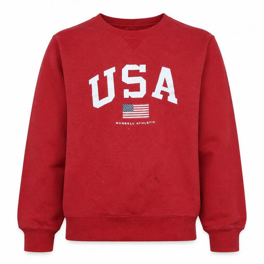 Russell Athletic Men's Red USA Graphic Crew Neck Sweatshirt L