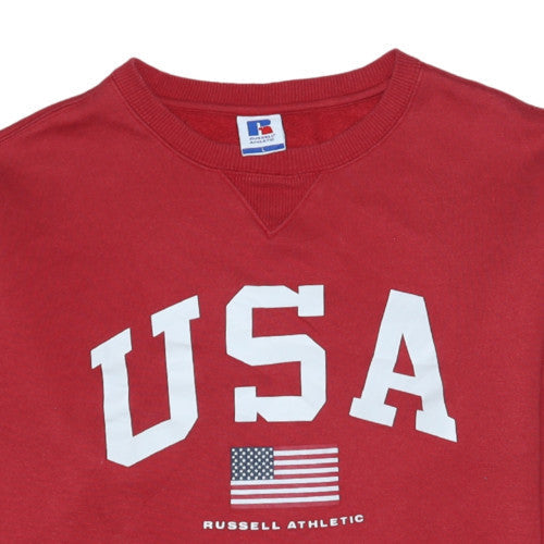 Russell Athletic Men's Red USA Graphic Crew Neck Sweatshirt L