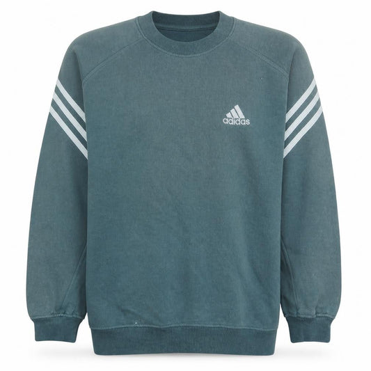 Adidas Men's Blue Crew Neck Pullover Sweatshirt Size M Vintage Sports Style