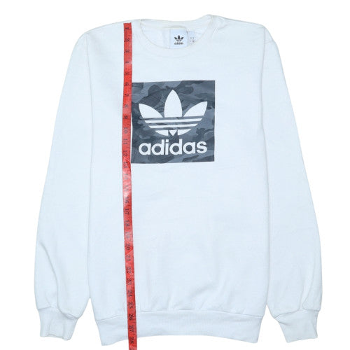 Adidas Mens White Crew Neck Logo Sweatshirt Size M