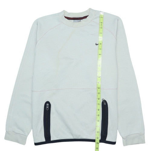 Nike Teens White Pullover Sweatshirt L Logo Zip Pocket Fleece