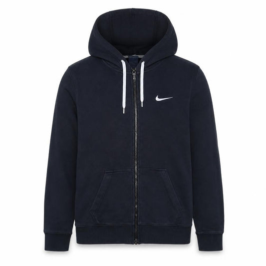 Nike Men Blue Full Zip Hoodie L Fleece Sports Logo