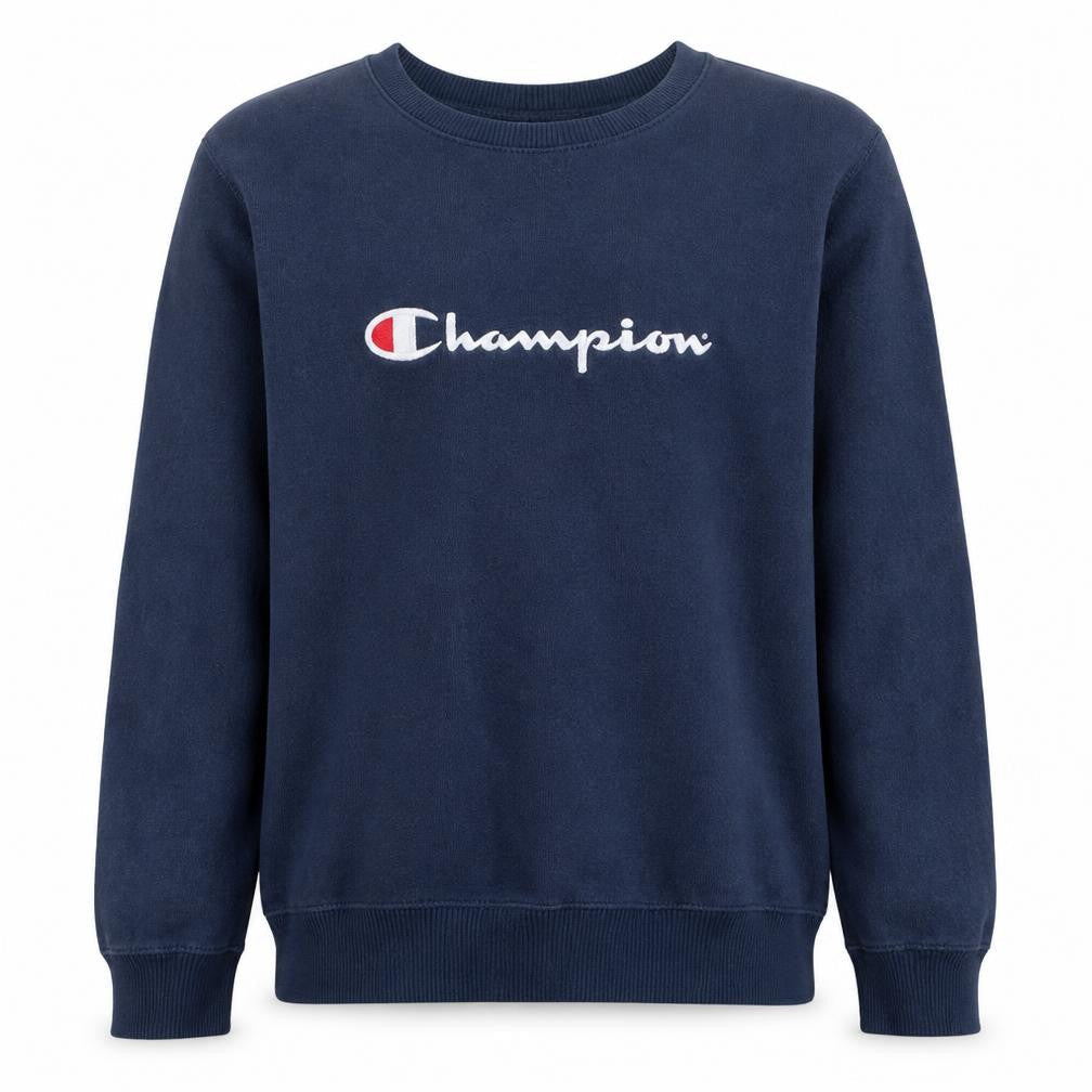Champion Mens Blue L Pullover Crew Neck Logo Sweatshirt