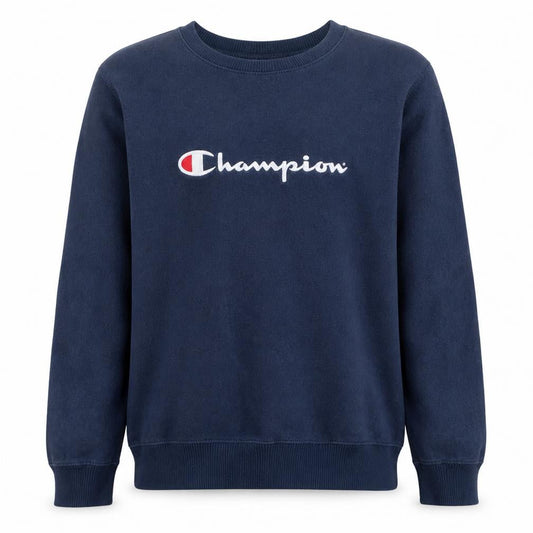 Champion Mens Blue L Pullover Crew Neck Logo Sweatshirt