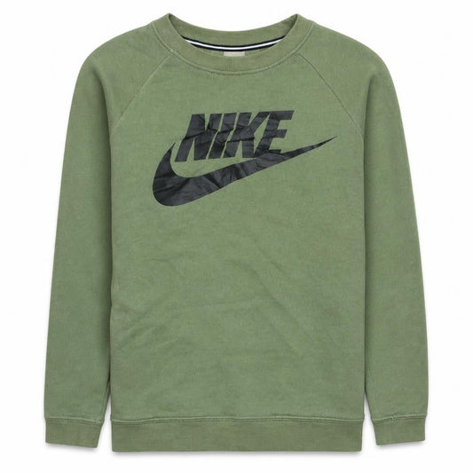 Nike Men's Green Crew Neck Logo Sweatshirt M Cotton Blend
