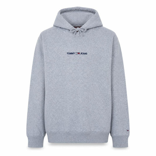 Tommy Jeans Men's Grey XL Pullover Hoodie with Logo