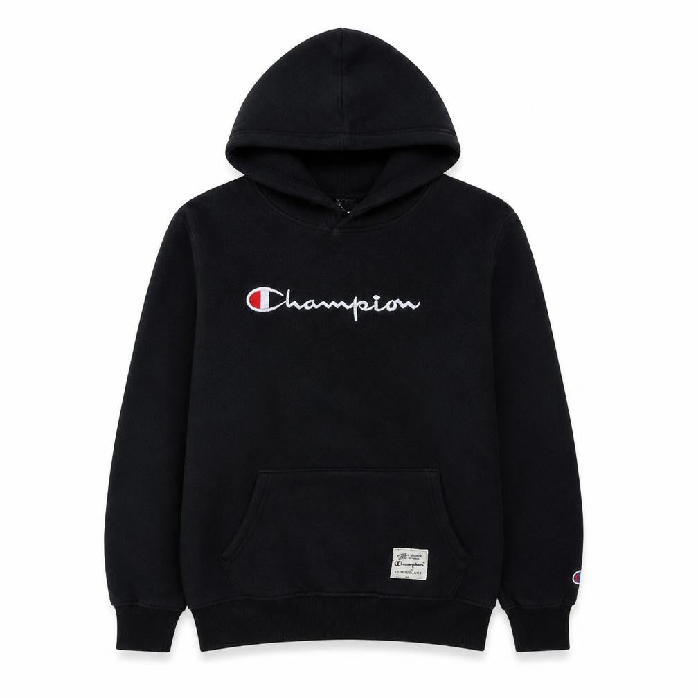 Champion Men's Black Pullover Hoodie Large Embroidered Logo