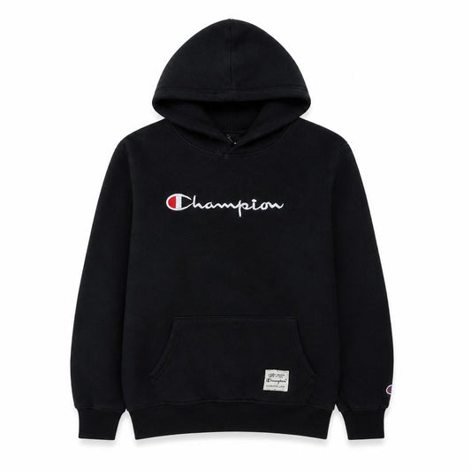 Champion Men's Black Pullover Hoodie Large Embroidered Logo