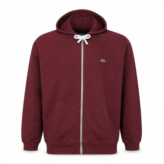 Lacoste Men's Red Full Zip Hoodie Size M Cotton Casual Sweatshirt