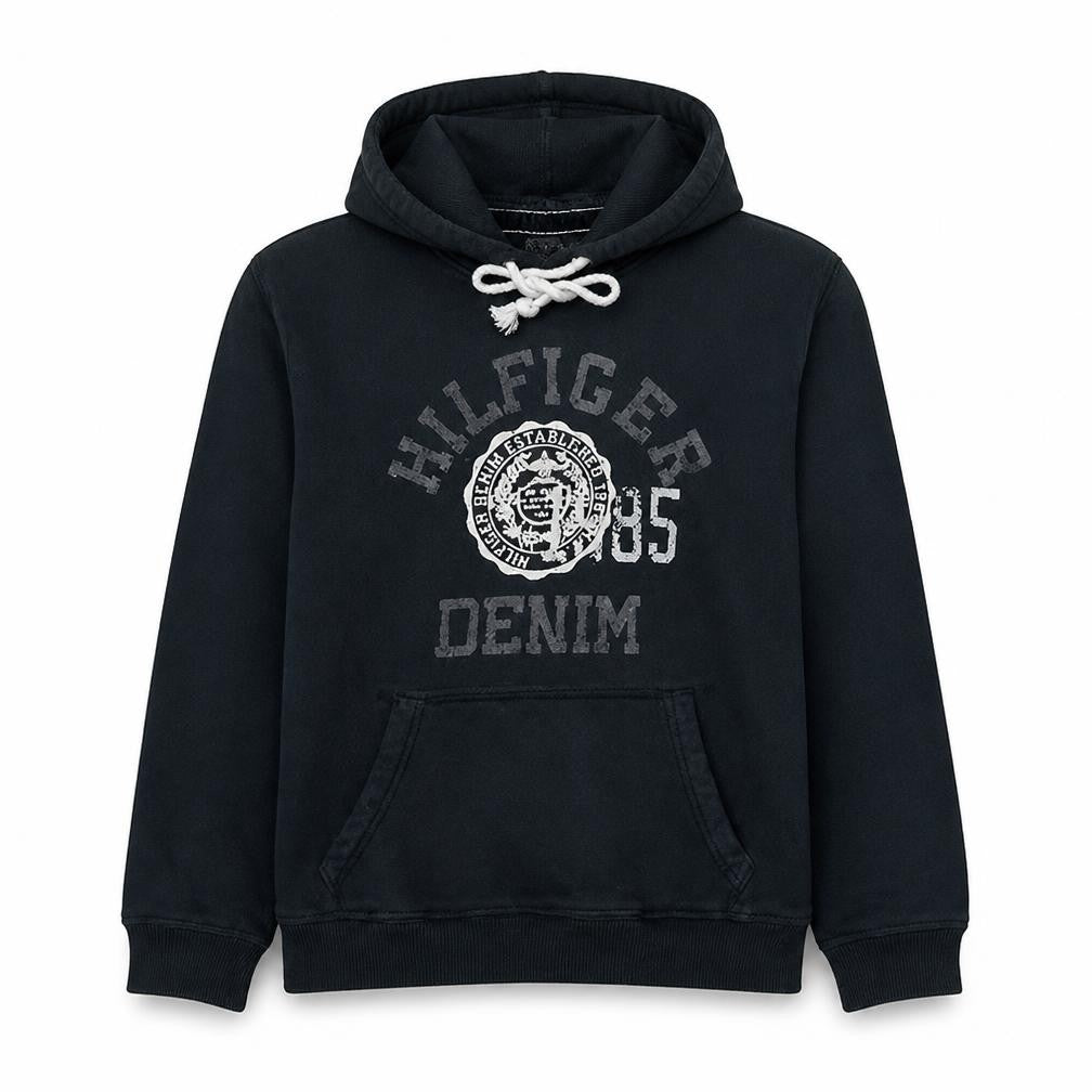 Hilfiger Denim Men's Blue Pullover Hoodie M Logo Fleece