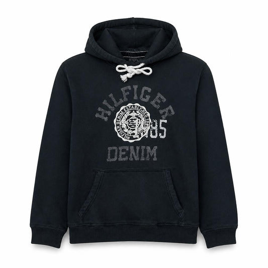 Hilfiger Denim Men's Blue Pullover Hoodie M Logo Fleece