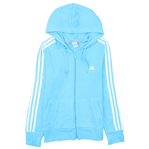Adidas Women Blue Full Zip Hoodie Size 14 Hooded Sweatshirt Essentials
