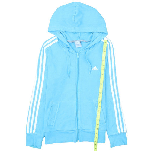 Adidas Women Blue Full Zip Hoodie Size 14 Hooded Sweatshirt Essentials