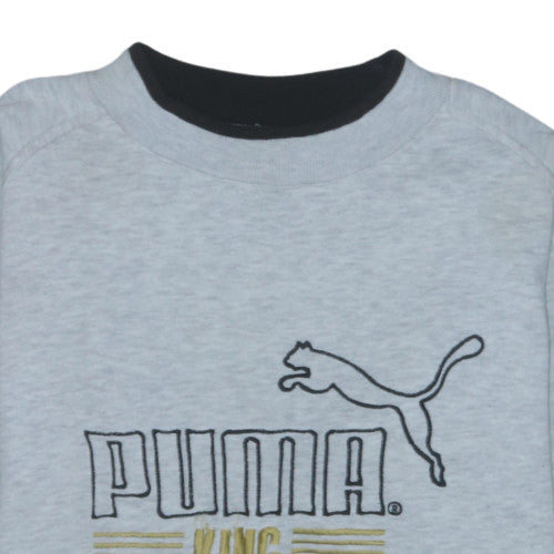 Puma Men Grey XL Pullover Sports Sweatshirt Retro Embroidered Logo