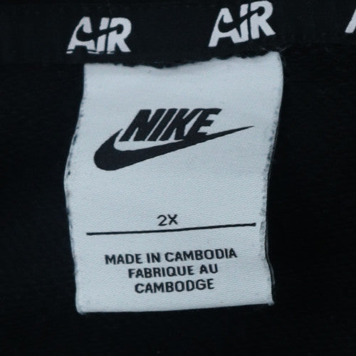 Nike Mens Black 2XL Pullover Hoodie Air Logo Fleece Sweatshirt