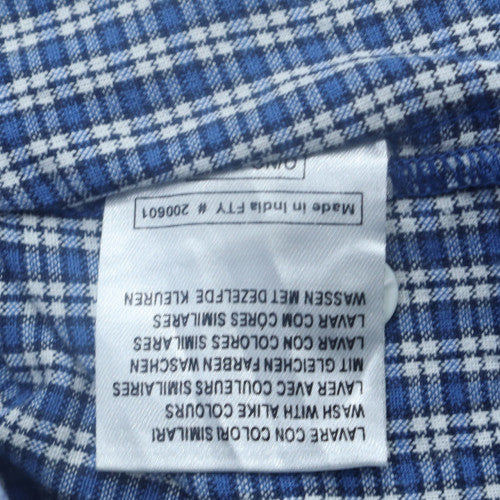 Kappa Men's Blue Check Short Sleeve Button-Up Cotton Shirt Size S