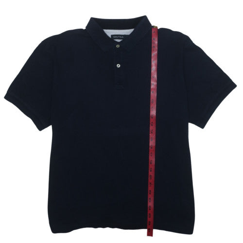 Nautica Men's Black Cotton Short Sleeve Polo Shirt XL Regular Fit