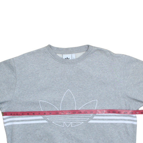 Adidas Men's Grey Crew Neck Logo Fleece Sweatshirt Size M