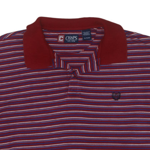 Chaps Men's Red Striped Short Sleeve Cotton Polo Shirt XL