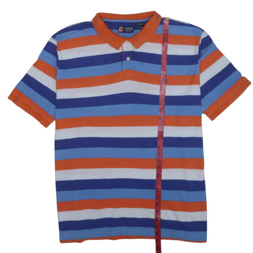 Chaps Men's Blue Orange Striped Cotton Polo Shirt XXL Classic Fit