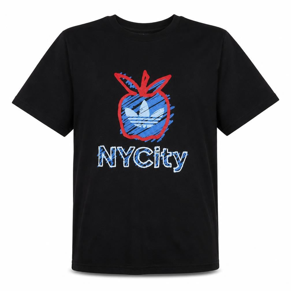 Adidas Men Black NYC Graphic Print Cotton T-Shirt Size L