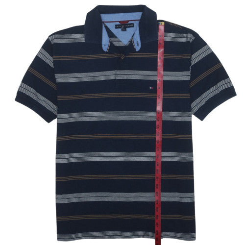Tommy Hilfiger Men's Blue Striped Cotton Polo Shirt Size L