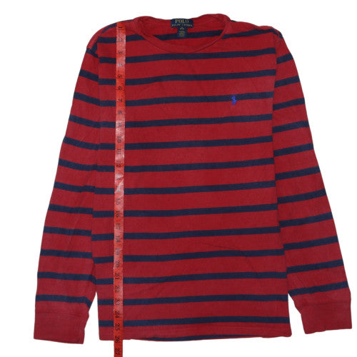 Polo Ralph Lauren Men's Red Blue Striped Long Sleeve Cotton Top XL