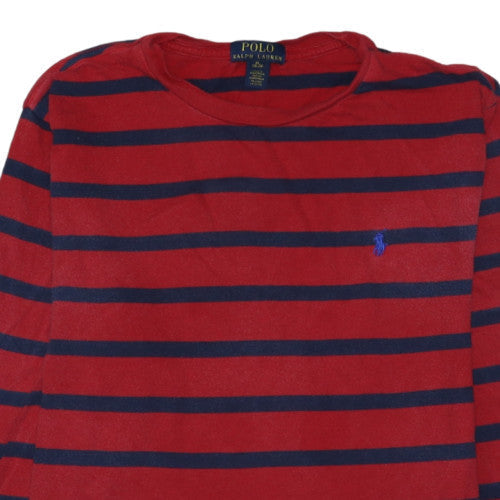 Polo Ralph Lauren Men's Red Blue Striped Long Sleeve Cotton Top XL