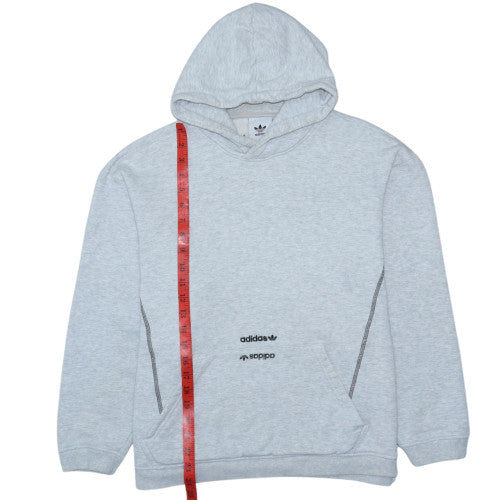 Adidas Men's Grey Pullover Hoodie Medium Fleece Sportswear
