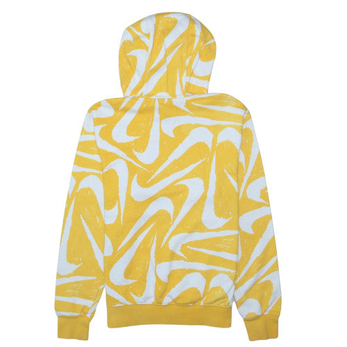 Nike Men Yellow Graphic Print Pullover Hoodie Size S