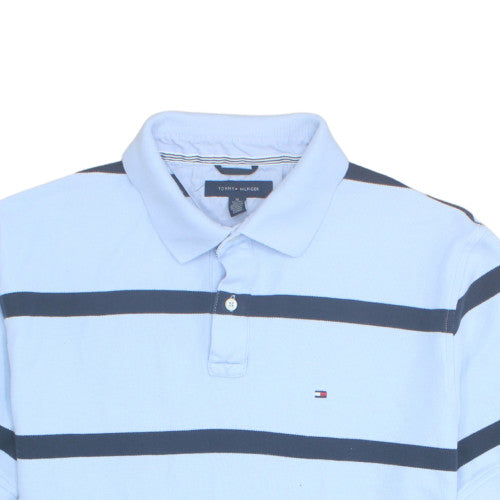 Tommy Hilfiger Men's Blue Striped Cotton Polo Shirt XL