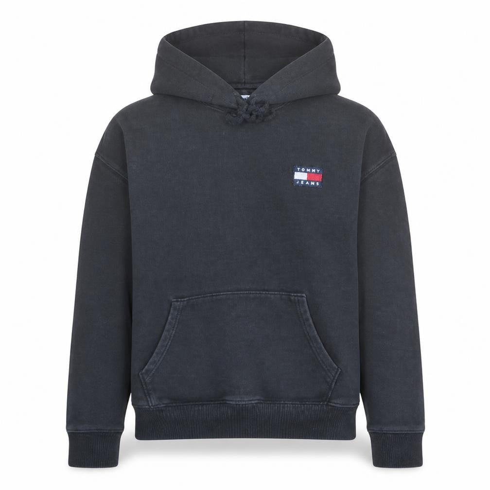 Tommy Jeans Mens Black Hoodie M Pullover Cotton Blend Logo Streetwear