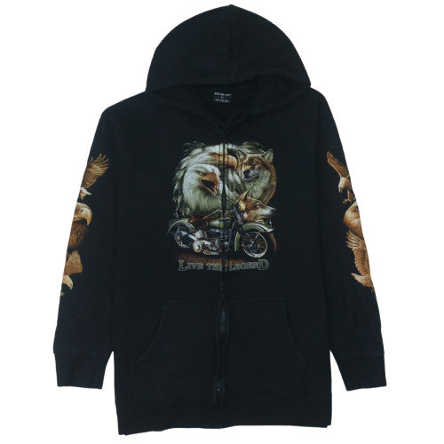 Hyde Park Women Black Full Zip Hoodie Animal Print Size M