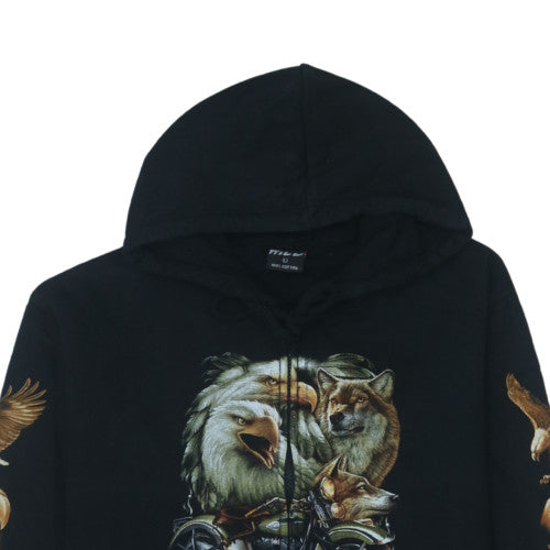 Hyde Park Women Black Full Zip Hoodie Animal Print Size M