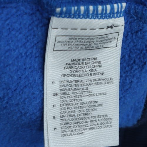 Adidas Men's Blue Full Zip Hoodie L Cotton Blend Sportswear