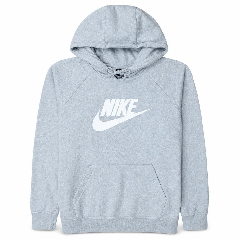 Nike Womens Grey Pullover Hoodie Large Cotton Logo Sweatshirt