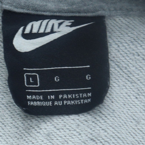 Nike Womens Grey Pullover Hoodie Large Cotton Logo Sweatshirt