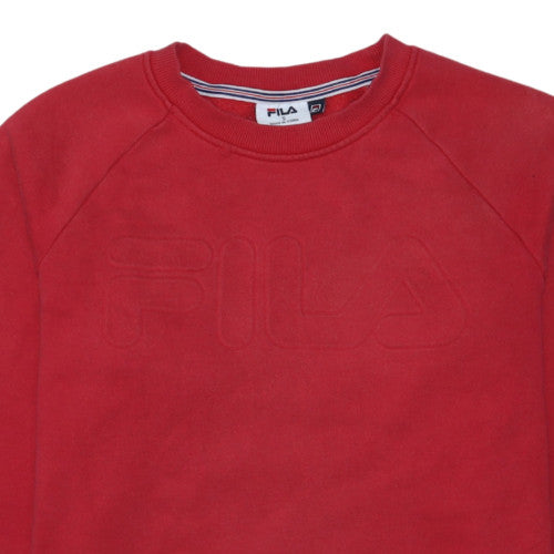 FILA Mens Red Crew Neck Pullover Sweatshirt Size S Logo Sportswear