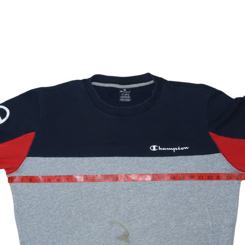 Champion Men's Blue Grey Red XL Pullover Sweatshirt Crew Neck Logo