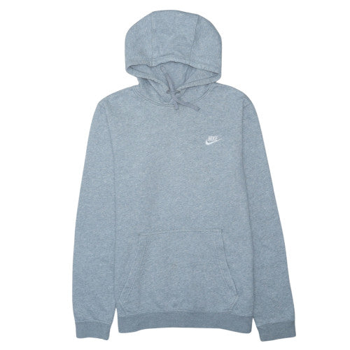 Nike Men's Grey Pullover Hoodie M Regular Fit Fleece Logo Sweatshirt
